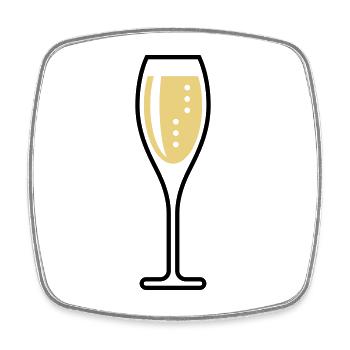 XSektglas (Sekt / Oval / Zu / 2C) - Viereckiger Kühlschrankmagnet - Weiß - Vorne