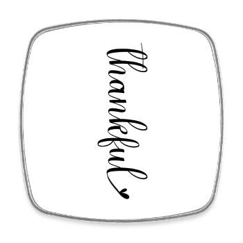 Elegante Handlettering Schriftzug thankful dankbar - Viereckiger Kühlschrankmagnet - Weiß - Vorne