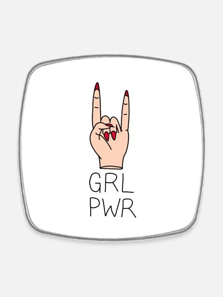 Girl Power Hand - Viereckiger Kühlschrankmagnet - Weiß
