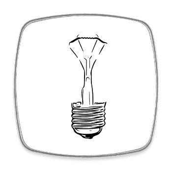Lamp with defective glass bulb - Square fridge magnet - white - Front