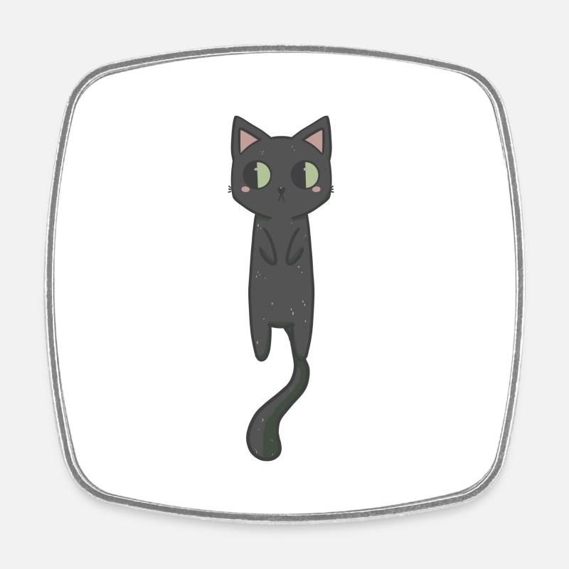 Cute Black cat - Square fridge magnet - white