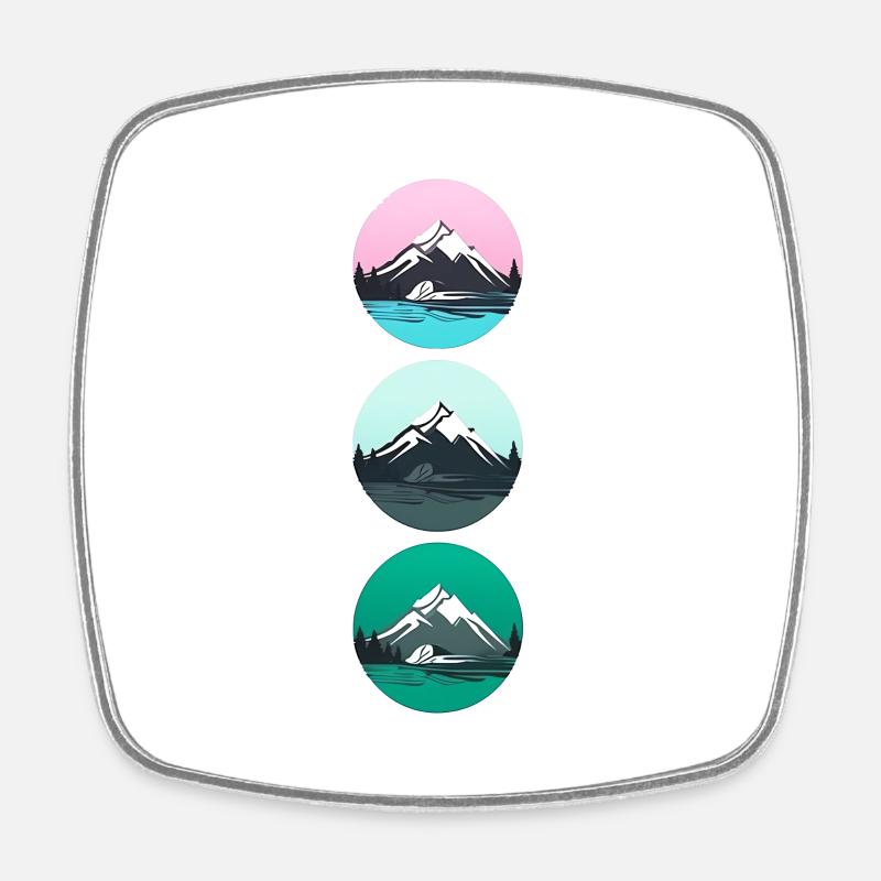 Mountain Landscape Geometric Art - Square fridge magnet - white