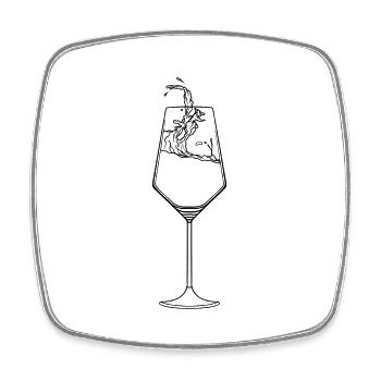 Wine glass with wine - Square fridge magnet - white - Front
