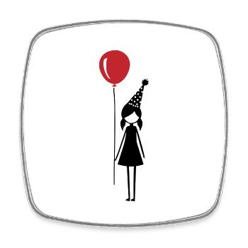 Birthday Balloon Girl Children's Birthday Party - Square fridge magnet - white - Front