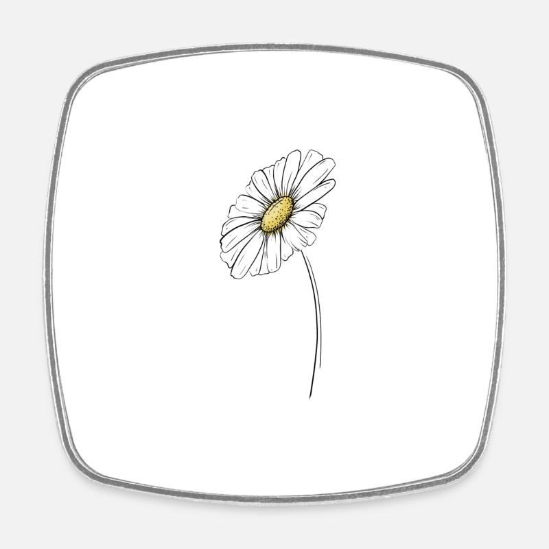 Sommerliches Gänseblümchen - Viereckiger Kühlschrankmagnet - Weiß