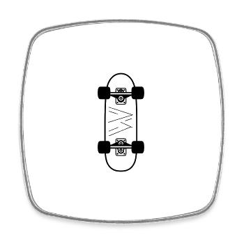 Skateboard - Viereckiger Kühlschrankmagnet - Weiß - Vorne