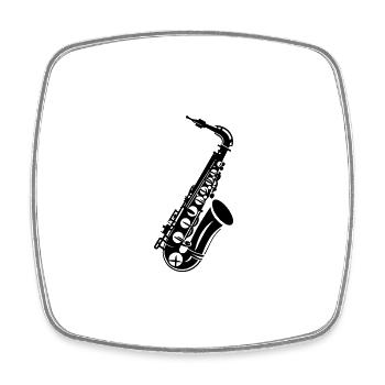 saxophone - Magnet carré - blanc - Devant