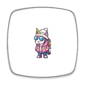 Einhorn Winter - Viereckiger Kühlschrankmagnet - Weiß - Vorne