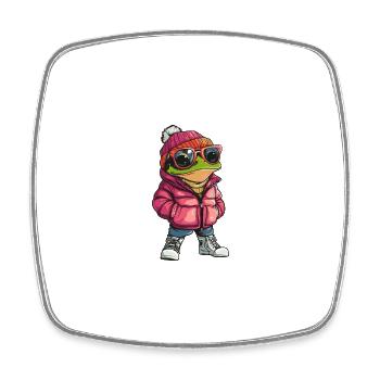 Frosch Winter - Viereckiger Kühlschrankmagnet - Weiß - Vorne