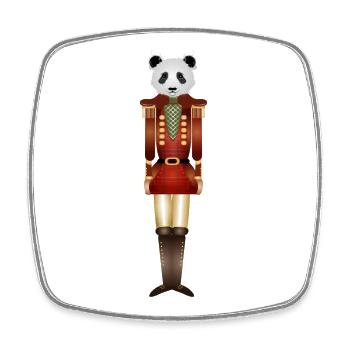 schöner stattlicher Panda im Nussknacker Stil - Viereckiger Kühlschrankmagnet - Weiß - Vorne