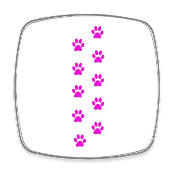 Motif d’empreintes de pattes de chat roses - Magnet carré - blanc - Devant