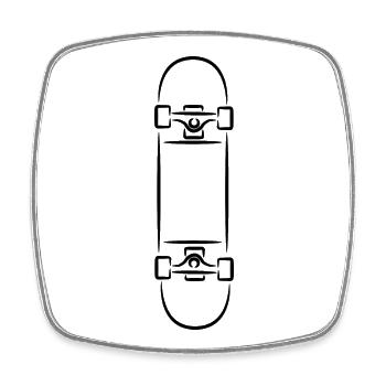 Skateboard - Square fridge magnet - white - Front