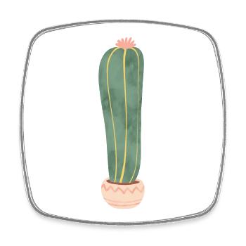 Kaktus im Blumentopf - lang - Viereckiger Kühlschrankmagnet - Weiß - Vorne
