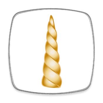 Golden Spiral Horn – Magical Design Object - Square fridge magnet - white - Front