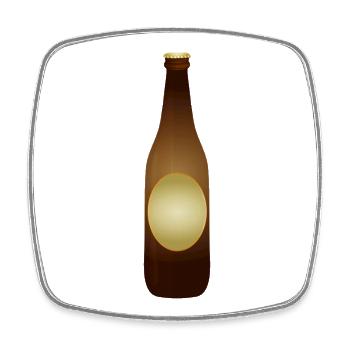 Braune Bierflasche mit Etikett und Kronkorken - Viereckiger Kühlschrankmagnet - Weiß - Vorne