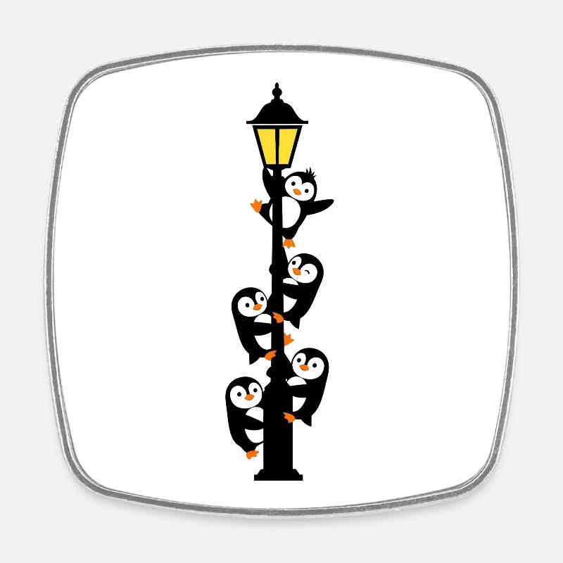 Penguins around a lamppost - Square fridge magnet - white