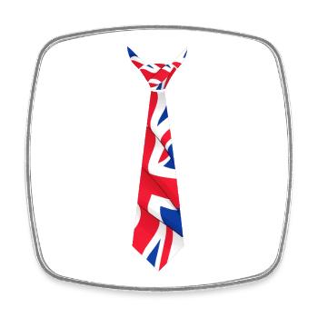 Union Jack Flag Motif Tie - Square fridge magnet - white - Front