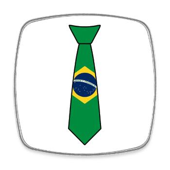 Brazil Tie – Flag Design - Square fridge magnet - white - Front