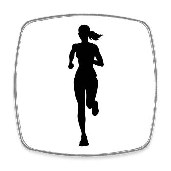 Silhouette de la coureuse marathonienne - Magnet carré - blanc - Devant