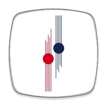 Impulsion géométrique rouge-bleu - Magnet carré - blanc - Devant