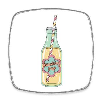 Sunshine Pop Retro Soda Bottle Ästhetik - Viereckiger Kühlschrankmagnet - Weiß - Vorne