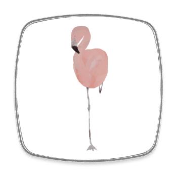 Aquarelle Pastel Flamant Rose - Magnet carré - blanc - Devant
