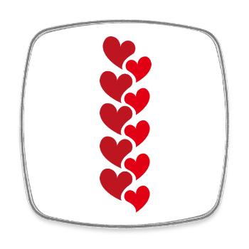 Guirlande de Cœur Rouge - Love Design - Magnet carré - blanc - Devant