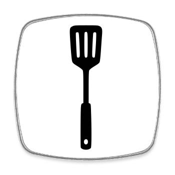 Grill Turner BBQ Grillmeister Food Truck Logo - Square fridge magnet - white - Front