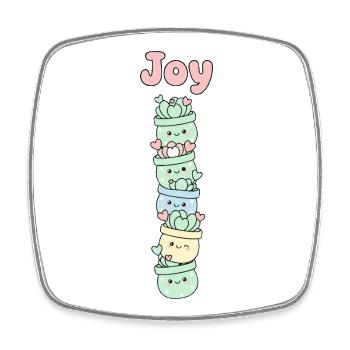 Joie succulente Cactus Mignonne - Magnet carré - blanc - Devant