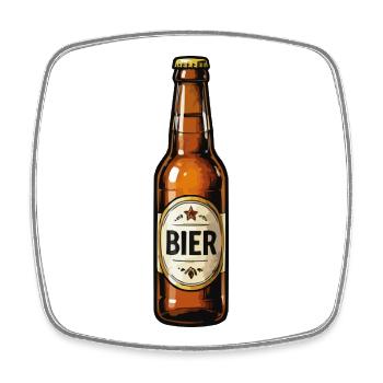 Bierflasche Vintage Label Design - Viereckiger Kühlschrankmagnet - Weiß - Vorne