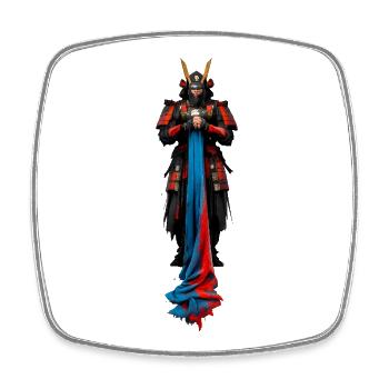 Cape de guerrier de samouraï rouge-bleu - Magnet carré - blanc - Devant
