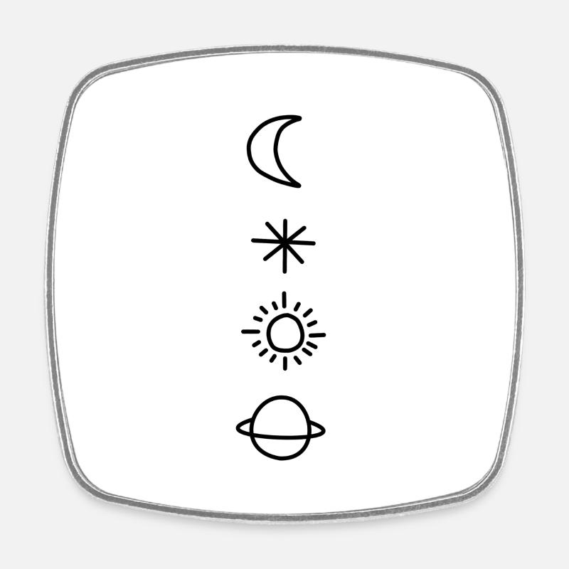 Moon Stars Sun - Square fridge magnet - white