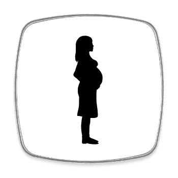 Pregnant woman holds belly - Square fridge magnet - white - Front