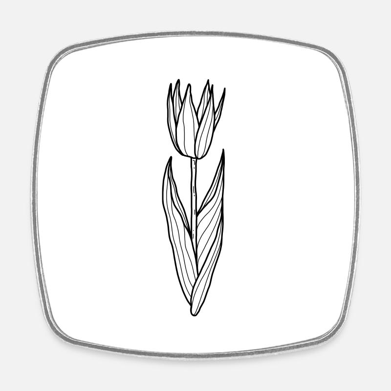 Tulipe fleurie - Magnet carré - blanc