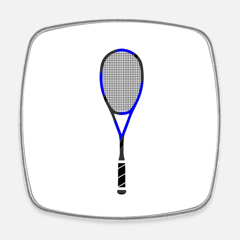 Squash Tennis Racket colorful blue black - Square fridge magnet - white