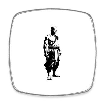 Moine Shaolin - Arts Martiaux Sticker - Magnet carré - blanc - Devant