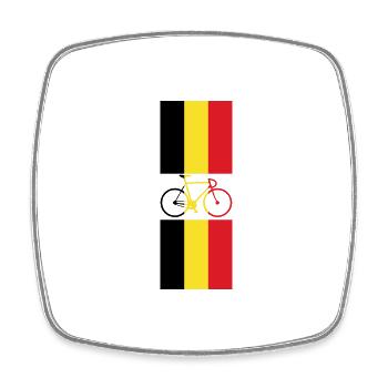 Drapeau de cycliste belge cycliste vélo belgique - Magnet carré - blanc - Devant