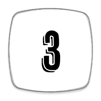 Maillot numéro 3 - Numéro - Trois - Magnet carré - blanc - Devant