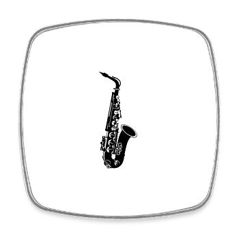 saxophone - Magnet carré - blanc - Devant