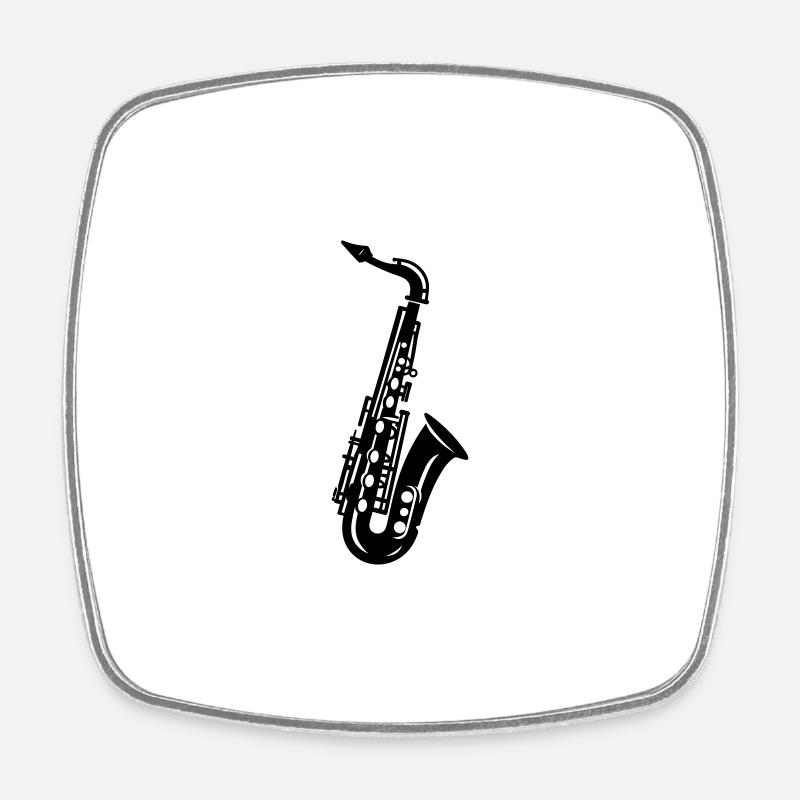 saxophone - Magnet carré - blanc