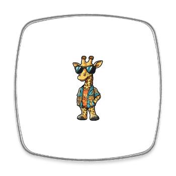 Giraffe Cool Sommer - Viereckiger Kühlschrankmagnet - Weiß - Vorne