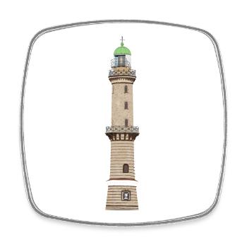 Phare Warnemünde sans texte, mer Baltique - Magnet carré - blanc - Devant