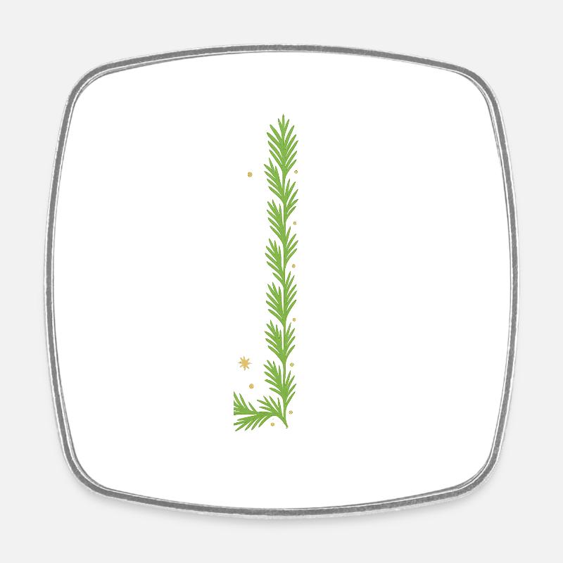Vertical Christmas fern spiral - Square fridge magnet - white