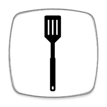 Spatule de cuisine - Magnet carré - blanc - Devant