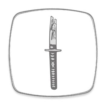 Katana Klinge - Viereckiger Kühlschrankmagnet - Weiß - Vorne