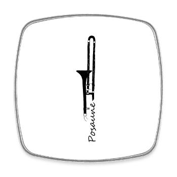 trombone - Square fridge magnet - white - Front