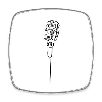 Mikrofon Line Art - Minimalistisch - Viereckiger Kühlschrankmagnet - Weiß - Vorne