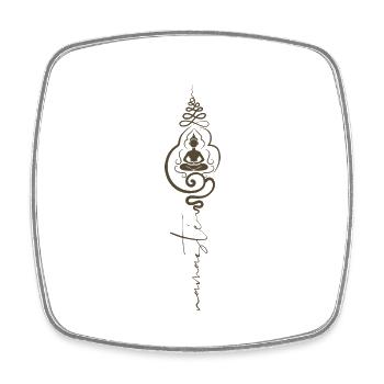Buddha Kopf mit Namasté Schriftzug Yoga Spruch - Viereckiger Kühlschrankmagnet - Weiß - Vorne