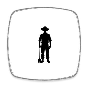 Farmer Silhouette - Viereckiger Kühlschrankmagnet - Weiß - Vorne