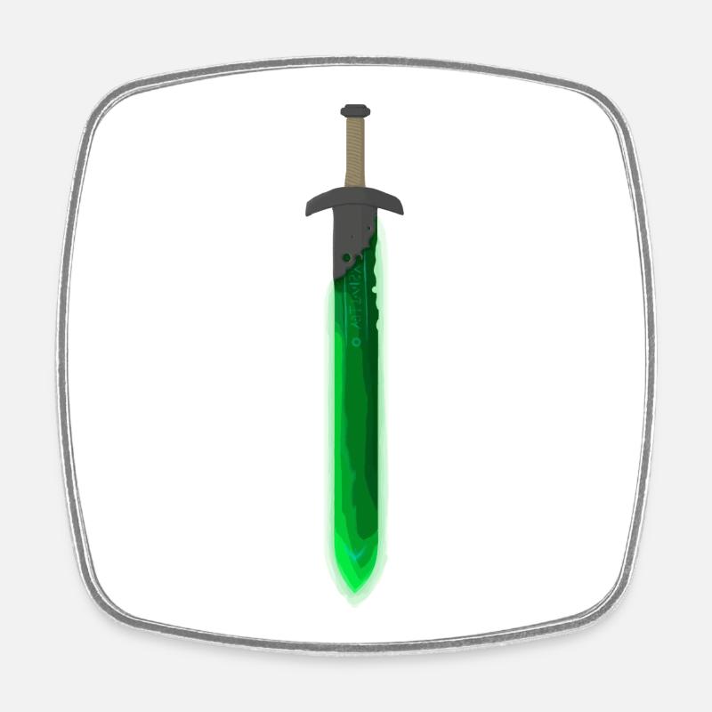 Épée runique verte - Magnet carré - blanc